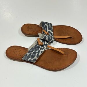 Joie a la Plage Leopard Print Leather Thong Sandals Women’s Size 5.5 Flats shoes